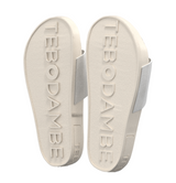 TEBO DAMBE Velvet Designer Slides - Cream White 