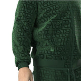 Men's Luxury TD Monogram Embossed Sports Jacket & Sweatpants | Dark Green Velvet