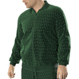 Men's Luxury TD Monogram Embossed Sports Jacket & Sweatpants | Dark Green Velvet