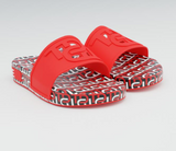 TEBO DAMBE Rubber Designer Slides - Red, Black & White